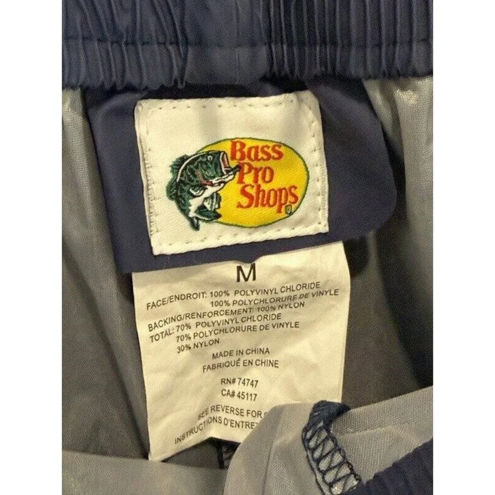 Bass Pro Shops Rain Suit Mens Medium Blue Hooded Waterproof Jacket Pants Fishing
